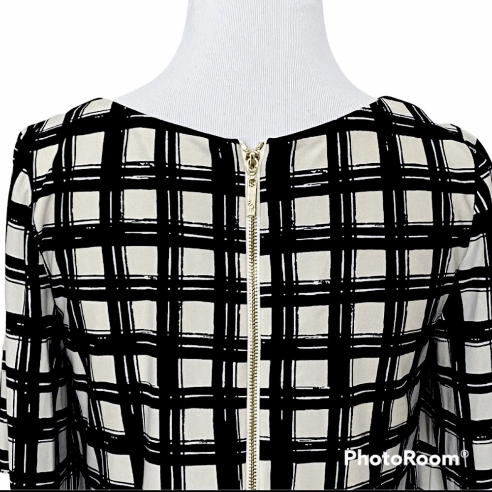 🎆NEW YEARS SALE🎇 Eliza J Dress Size 6 Black & Tan with Pink Stripe 3/4 Sleeve - Picture 3 of 4